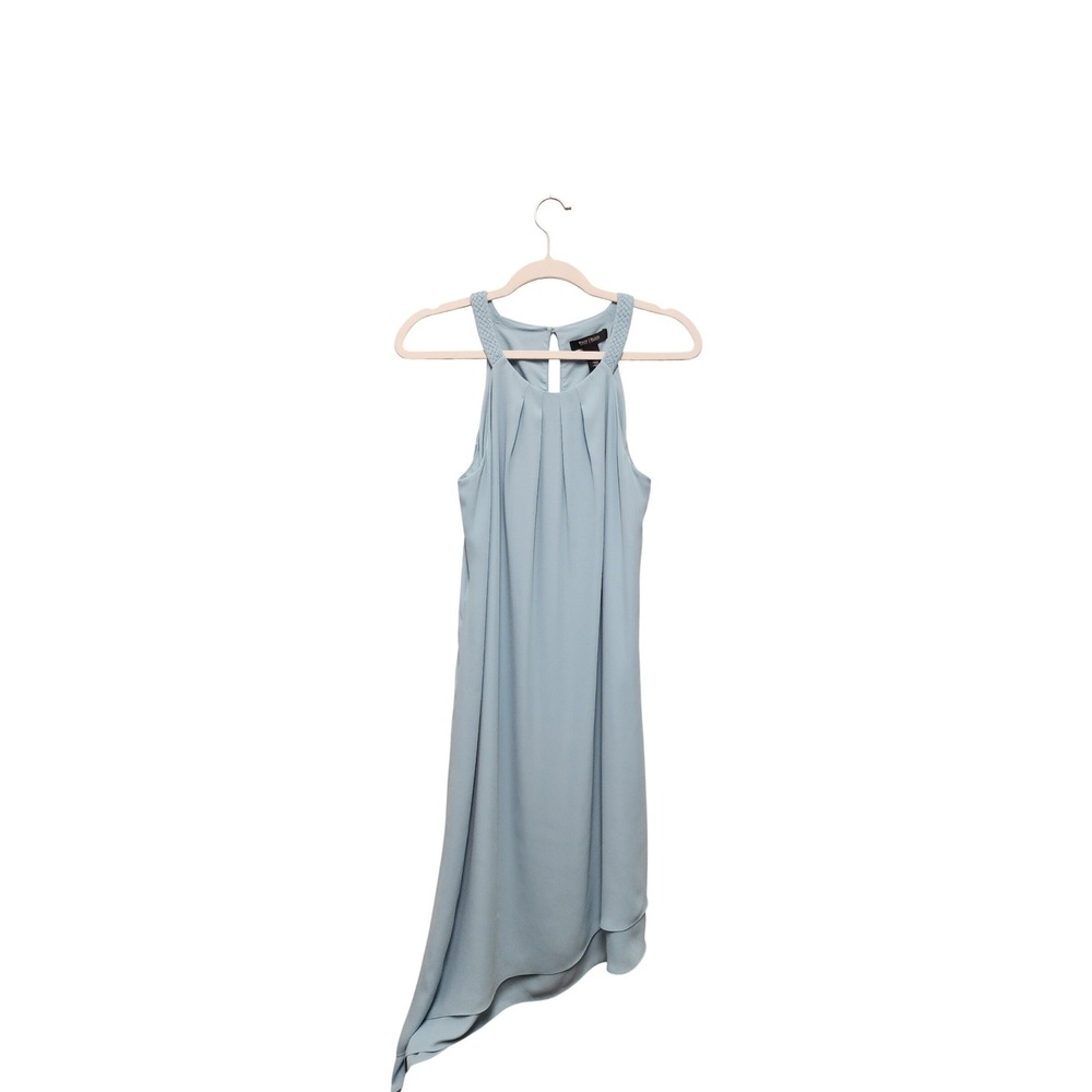 White House Black Market Blue Braided Halter Asymmetric Hem Dress Size 8
